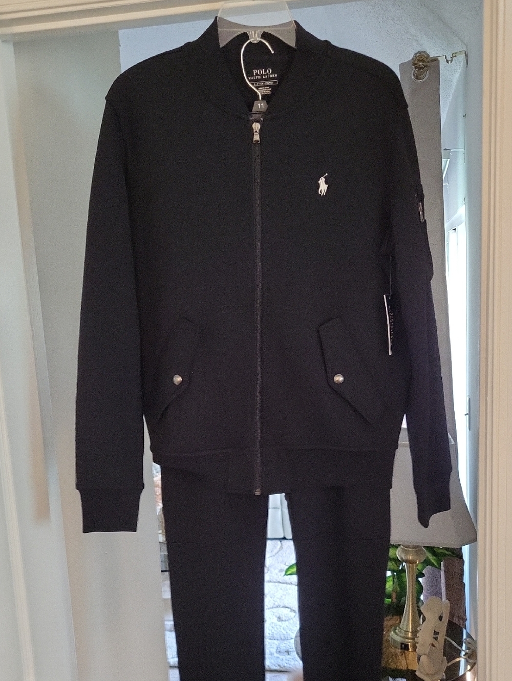 Polo Ralph Lauren Black Zip-Up Bomber Jacket And Pants Set Mens Sm. New